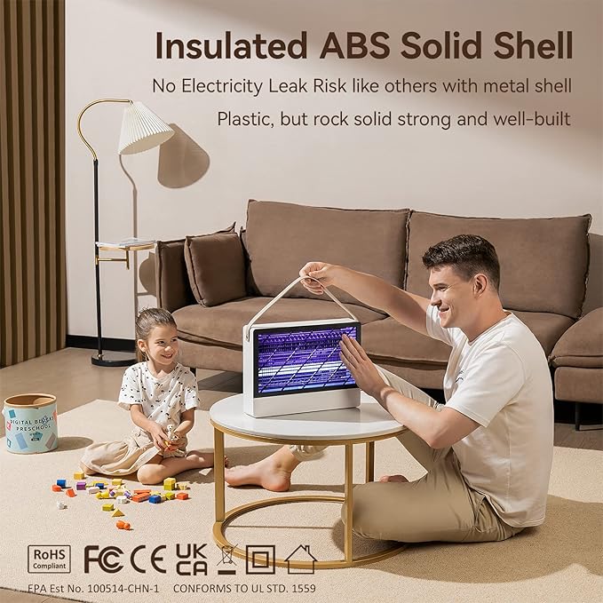 2-Pack GeckoMan Quiet Hybrid Spectrum 20W Indoor Bug Zapper Indoor Fruit Fly Traps for Indoors Mosquito Zapper Electric Fly Zapper for Home Moth Light Gnat Insect Killer with 4 Replacement Bulbs