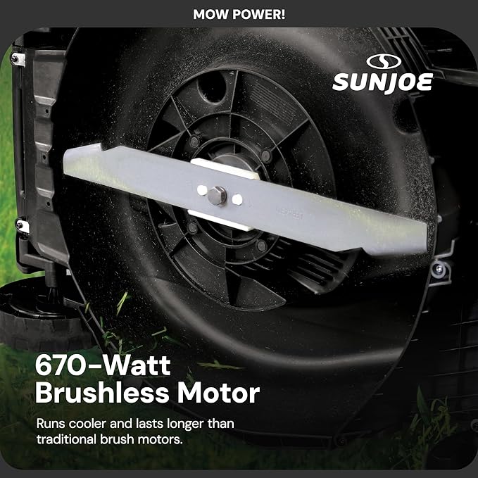 Sun Joe 24 Volt 17 Inch Mulching Walk Behind Lawn Mower with 11 Gallon Grass Catcher, 6 Position Height Adjustment, Battery and Charger, 24V-X2-17LM