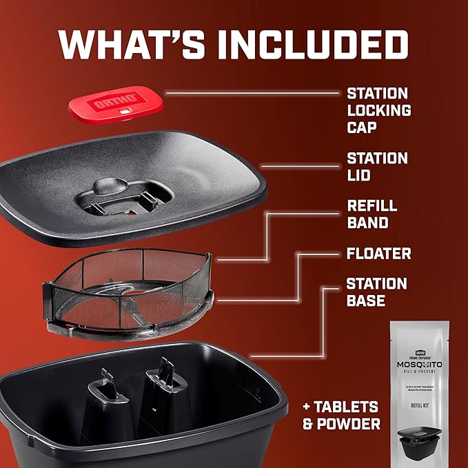 Ortho Home Defense Mosquito Kill and Prevent, Controls Mosquitoes and Larvae, Silent, Easy-to-Use, Protects up to 4,300 sq. ft., 1 Mosquito Station and 2 Bands for 2 Months Protection