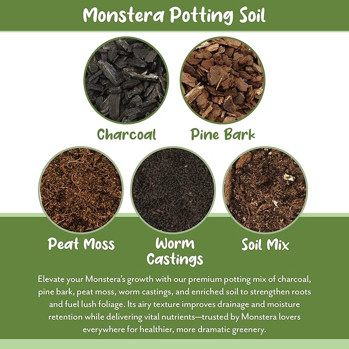 Monstera Houseplant Potting Soil Mix (4 Quarts), Custom Blend for Growing and Repotting