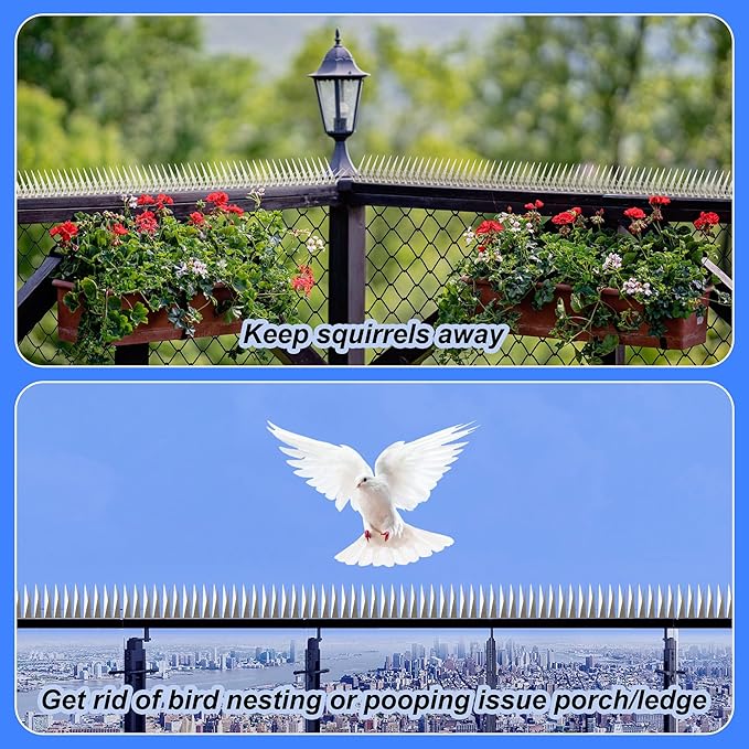 Squirrel Baffle Spikes, Stainless Steel Anti Climb Strips for Bird Feeder Pole, Raccoon and Squirrel Deterrent, Outdoor Security for Fence, Garden, Roof (60CM)