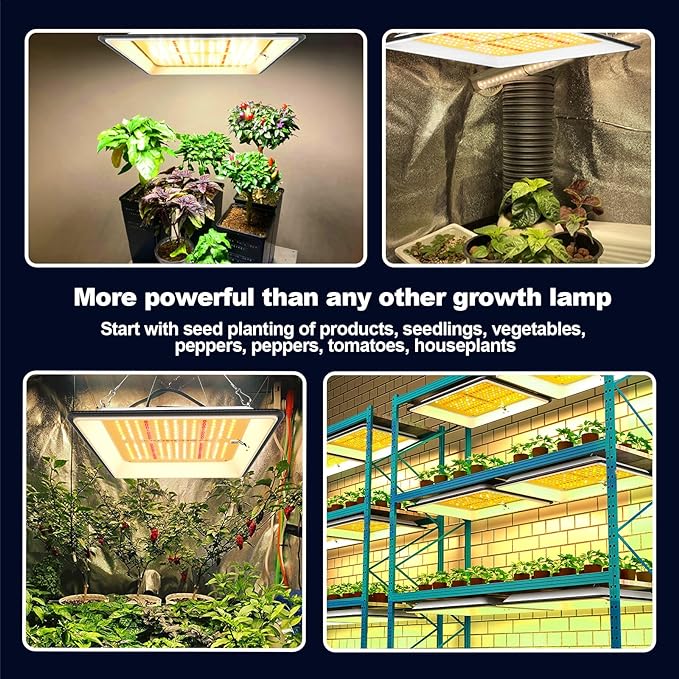 KOSCHEAL KT600 LED Grow Light Use with LM301B LEDs Sunlike Full Spectrum Grow Lights for Seedlings Indoor Plants Veg and Bloom Growing Lamps for 2x2ft Coverage Output 65W±5%