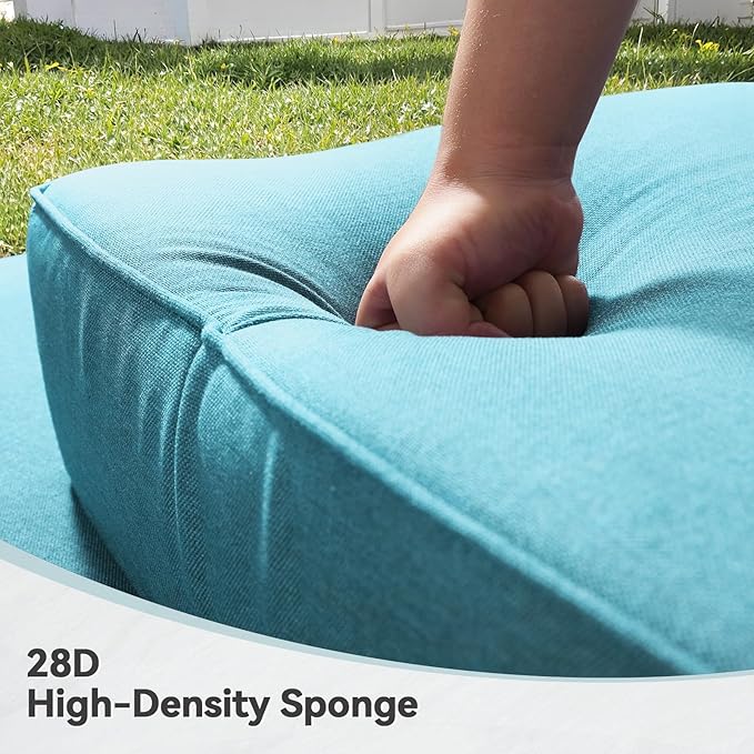Luxury 6" Outdoor Cushions for Patio Furniture, 24x24x6 Thick Seat Cushion Set of 8, Fade Resistant Couch Chair Replacement Cushions High Density Deep Wicker Chair Cushion w/Removable Cover, Teal