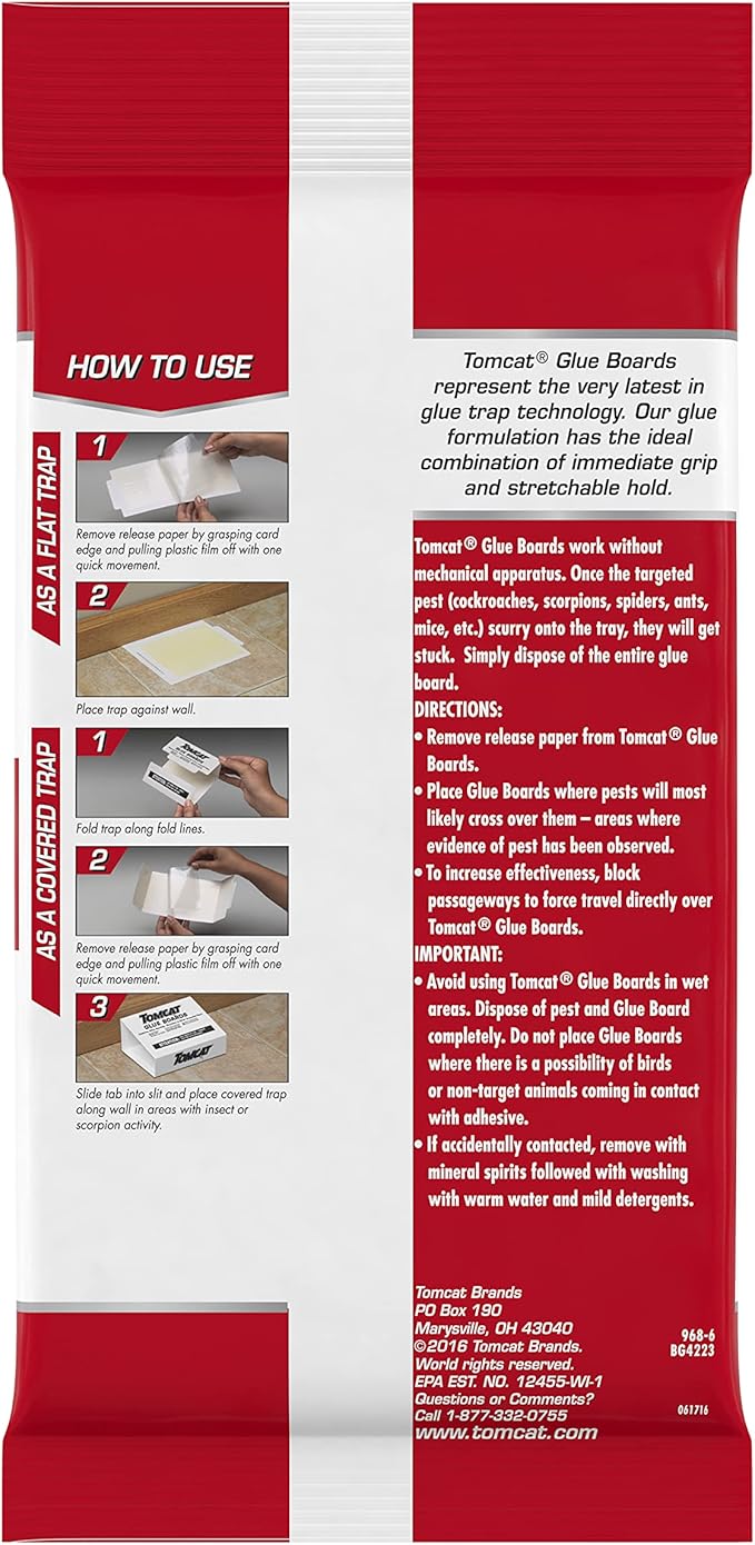 Tomcat Glue Boards with Eugenol for Enhanced Stickiness, 4 Per Box, 2-Pack