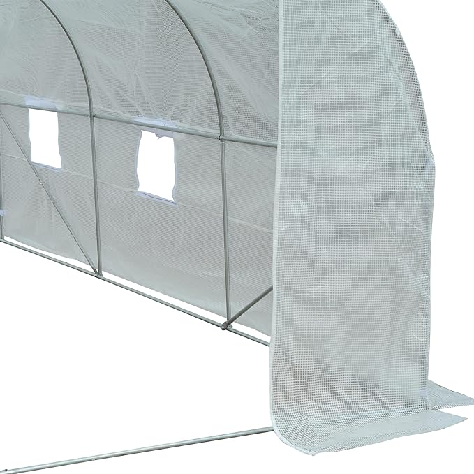 Outsunny 11.5' x 10' x 6.5' Outdoor Walk-in Greenhouse, Tunnel Green House with Roll-up Windows, Zippered Door, PE Cover, Heavy Duty Steel Frame, White