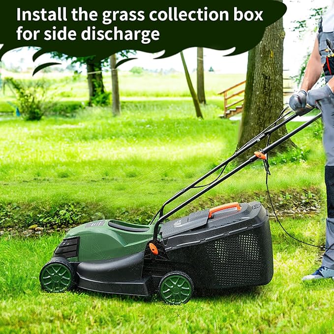 Goplus Lawn Mower, Electric Lawn Mowers with Grass Collection Box, 12 AMP Motor, 14" Cutting Deck, 3 Adjustable Cutting Positions, Walk-Behind Small Corded Lawnmower for Garden Farm Yard