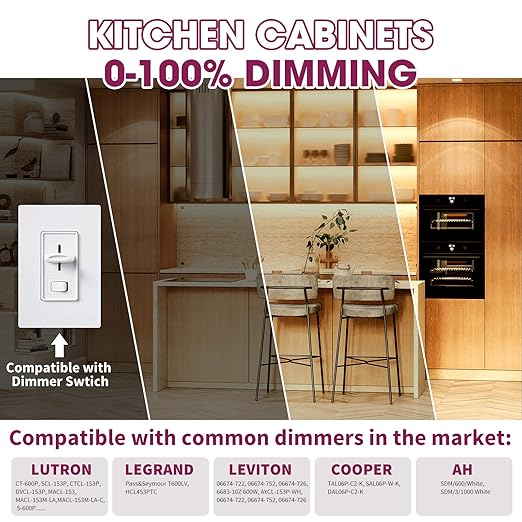 EMITEVER 150W Triac Dimmable LED Driver,Power Supply 100-277V AC to 24V DC, 0-100% Dimming Transformer for LED Lights,Compatible with Lutron and Leviton Dimmers,UL Listed