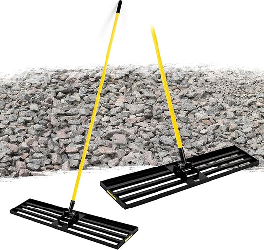 Lawn Leveling Rake, 45"x10" Heavy Duty Sand Leveling Tool with 7FT Long Handle, Steel Golf Rake for Soil, Compost, Gravel, Lawn Leveler for Yard, Garden, Golf Course, Landscaping Level Tool