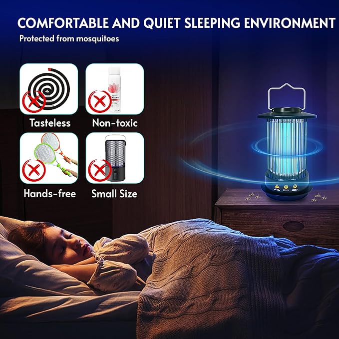 Bug Zapper Indoor - Bug Zapper Fly Zapper with Extra Bulb 4200V Mosquito Zapper Outdoor Mosquito Killer Fly Traps Insect Killer for Home Patio Camping, Plug-in with 4.92 Ft Cord