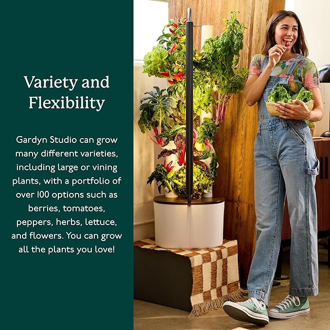 Gardyn Studio Vertical Hydroponics Growing System Kit - 16 Non-GMO Plants, Herbs, Vegetables - Tower Garden - Hydroponic Herb Garden Planter Indoor Kit - Indoor Gardening System with LED Grow Lights