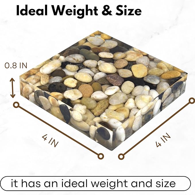 Handmade River Stone Flat Paperweight, Unique Rock Paperweights for Desk, Decorative Paper Weights