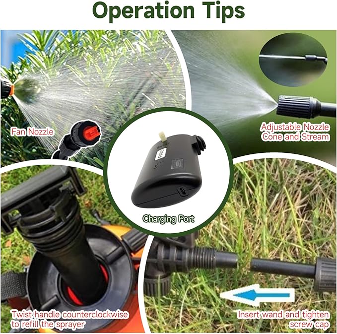 Battery Powered and Manual Sprayer (Dual Function) for Yard, Garden and Agriculture 1.35 Gallon