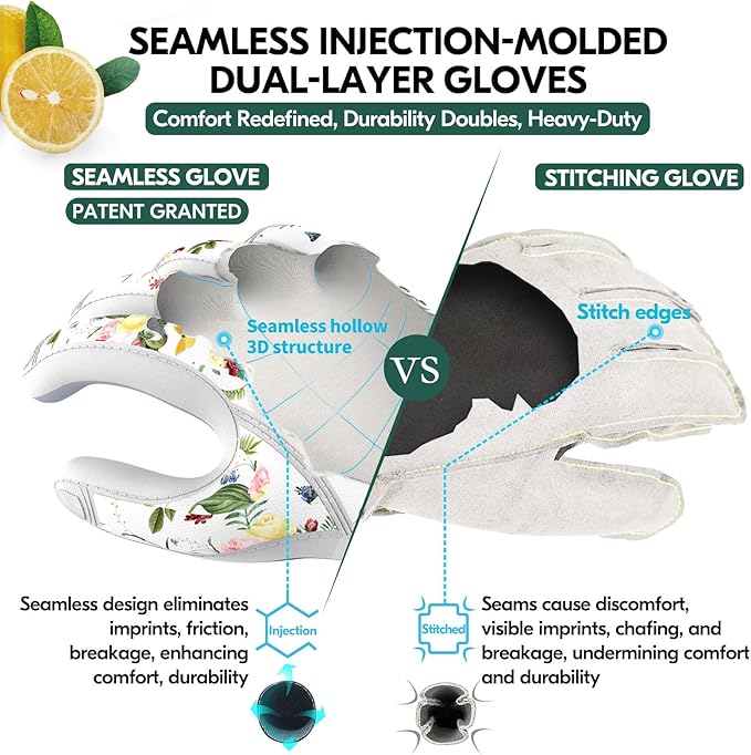 Vgo... 1 Pair Women's Gardening Gloves NGG X1 with Fresh Rich Aromas,Abrasion-Resistant for Yard Work,Patented Seamless Non-Stitching Design(M,Rose&White,TP1131)