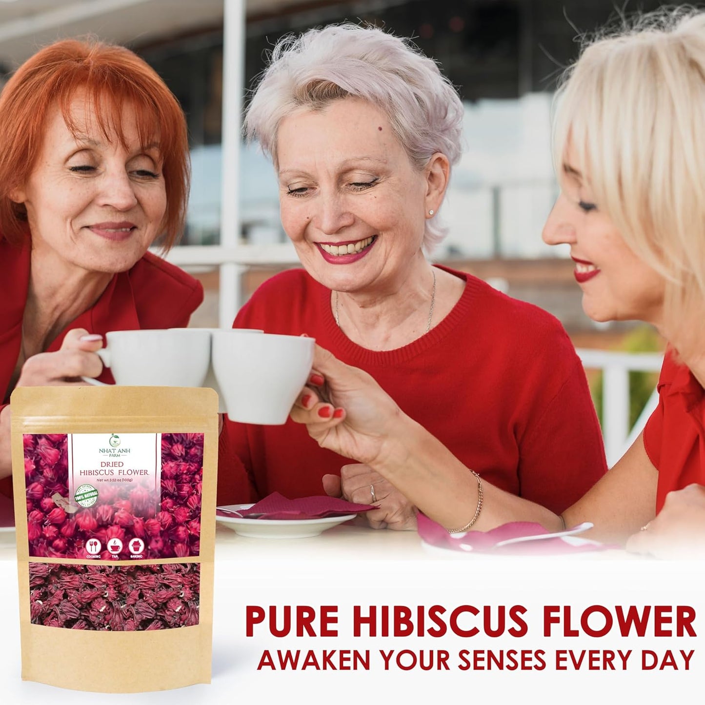 NhatAnhFarm, Dried Hibiscus. 100gr Natural Dried Hibiscus, 100% Natural & Pure, Sugar/Caffeine/Gluten Free. The Perfect Ingredient For Making Tea, Baking, And Effective Deodorizing