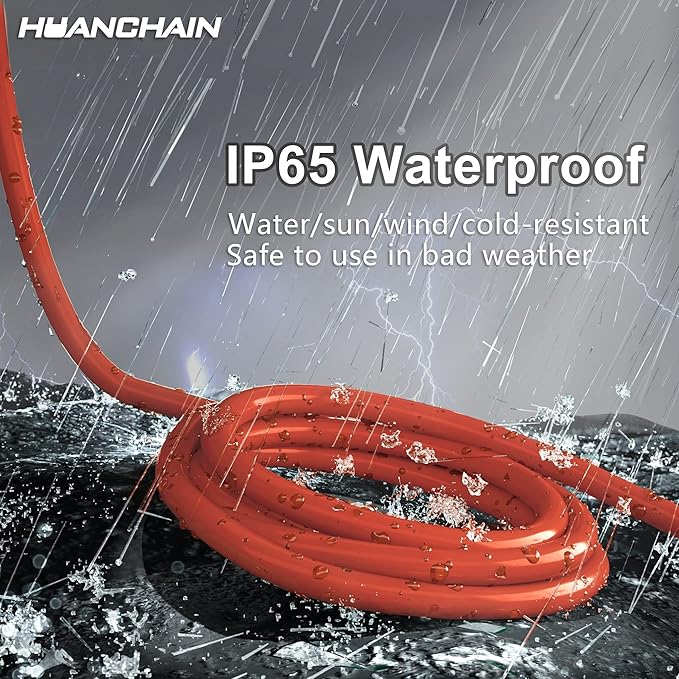 huanchain 75 Foot 16/3 Gauge Outdoor Extension Cord Waterproof, Flexible Cold-Resistant Appliance Extension Cable Outside, 10A 1250W 16AWG SJTW, 3 Prong Heavy Duty Electric Cord Orange, ETL