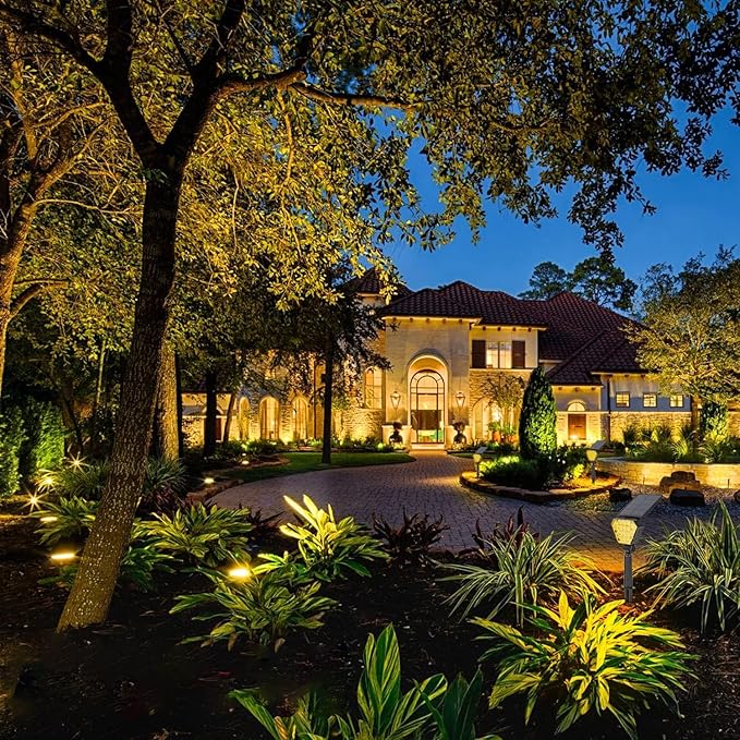 T-SUN Solar Spot Lights Outdoor 6-Pack Warm White Spotlights Solar Landscape Lights IP65 Waterproof Auto On/Off for Garden/Yard/Pathway/Patio