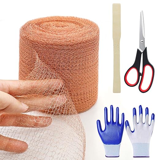 Copper Mesh Roll, 5in x 50 ft Copper Mesh Barrier for Blocking Holes,Gaps,Cracks,Seals Water Openings in Gardens & Houses