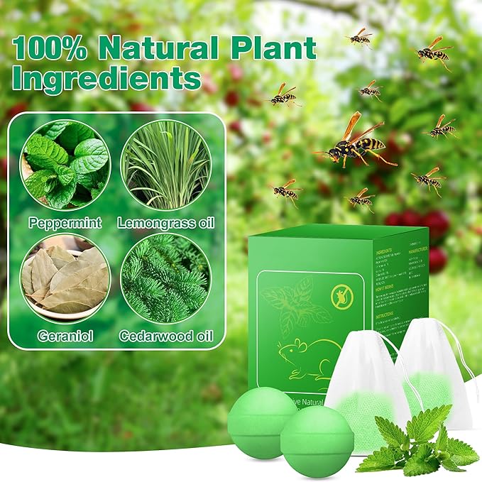 24 Pack Powerful Wasp Repellent Outdoor Indoor, Bee Repellent for Yellow Jackets, Hornets, Carpenter, Wasp Deterrent for Garden, Patio, Yard, Farm, Safe for Kids & Pets