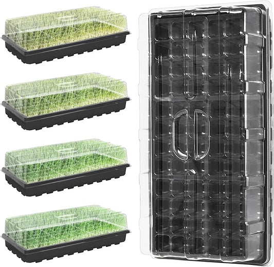 MIXC 5 Pack 1020 Seed Starter Trays with 3.6" Humidity Dome Plant Growing Tray Germination Seed Starting kit, Mini Greenhouse with Handle for Cloning Plant