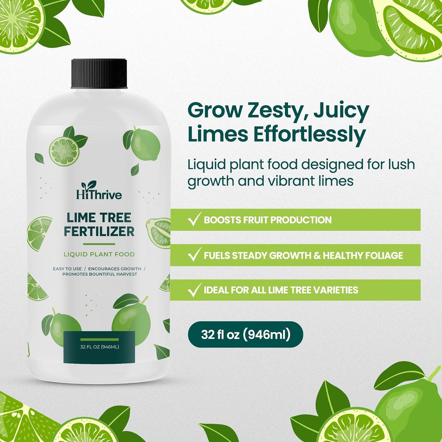 32oz Citrus Tree Fertilizer for Lime Trees Live Plants - Makes 32 Gallons of Liquid Lime Tree Fertilizer - Ideal Citrus Plant Food, Promotes Healthy Trees and Zesty Fruits for All Limes