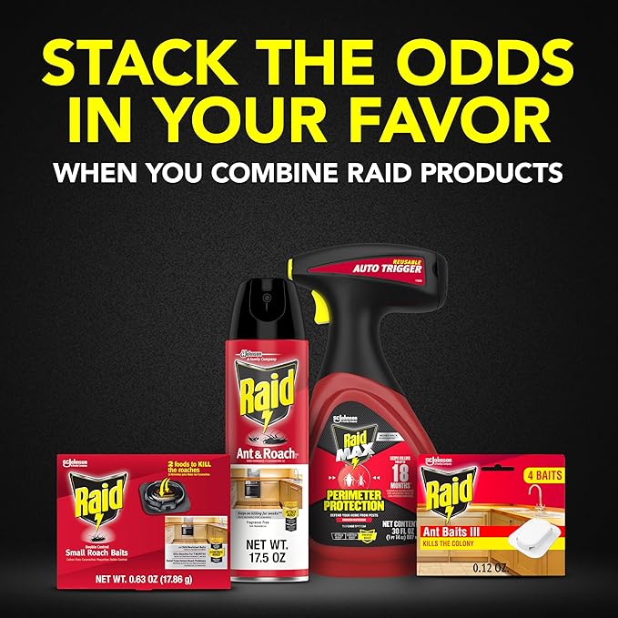 Raid Double Control Small Roach Baits, Child Resistant, For Indoor Use, Kills Roaches for 3 Months, 12 Count