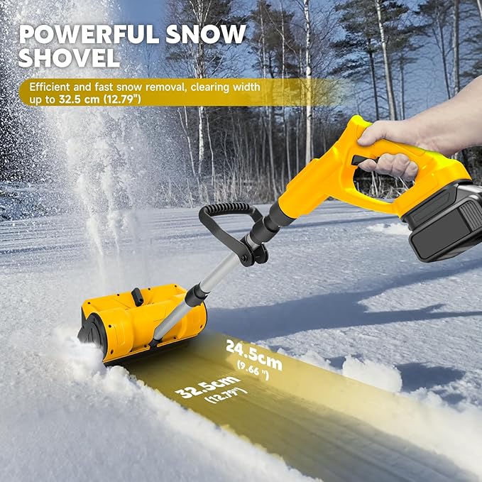 Cordless Snow Blower Compatible with Dewalt 20V Max Battery, 500W Electric Snow Shovel with Brushless Motor, 20ft Throwing Distance, Adjustable Front Handle, 12.8"wide, 9.66″depth, 300lbs/min