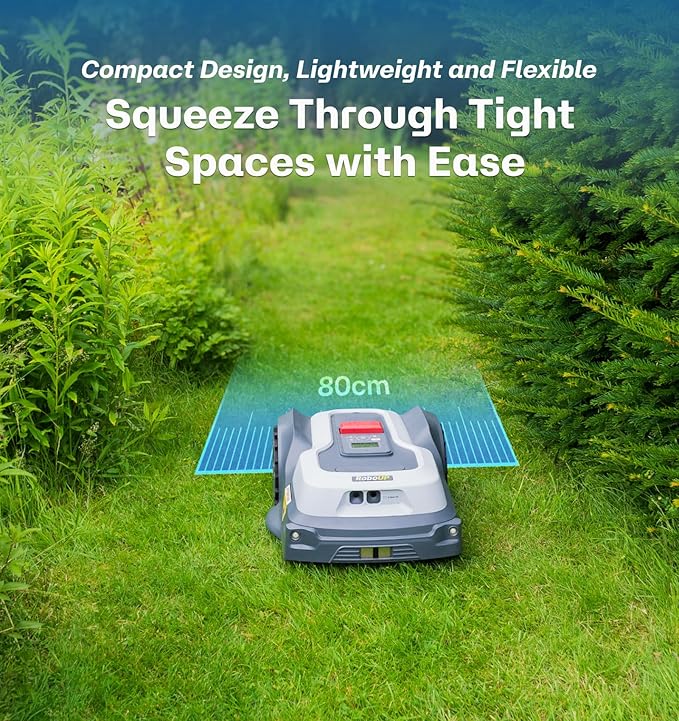 T1200Pro Robot Lawn Mower Wire-Free with Garage, Automatic Lawn Mower for 0.35 Acre, 45% Slopes, Cutting Height 3-6cm, Wireless RTK+AI Powered Robot Mower