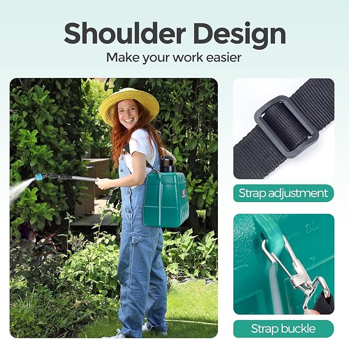 Garden Sprayer 2 Gallon,Battery Powered Sprayer with 5 Mist Nozzles,Telescopic Rod Electric Backpack Sprayers in Lawn & Garden