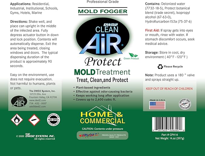 Protect™ Home & Commercial Mold-Treatment Plant-Based Mold-Odor Remover Fogger Treatment - eco-friendly solution for a safer and healthier living and working space. (14 oz)