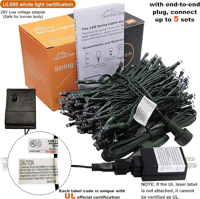 Twinkle Star 200 LED 66FT Halloween Fairy String Lights, Halloween Decoration Lights with 8 Lighting Modes, Mini String Lights Plug in for Indoor Outdoor Christmas Garden Wedding Party Decor, Orange