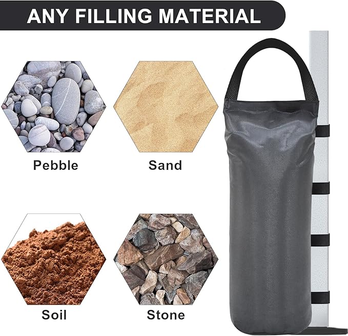 Eurmax USA Weight Capacity 112 LBS Extra Large Pop up Gazebo Weights Sand Bags for Pop up Canopy Tent Pergola Outdoor Instant Canopies,Sand Bags Without Sand, 4-Pack,(Gray)