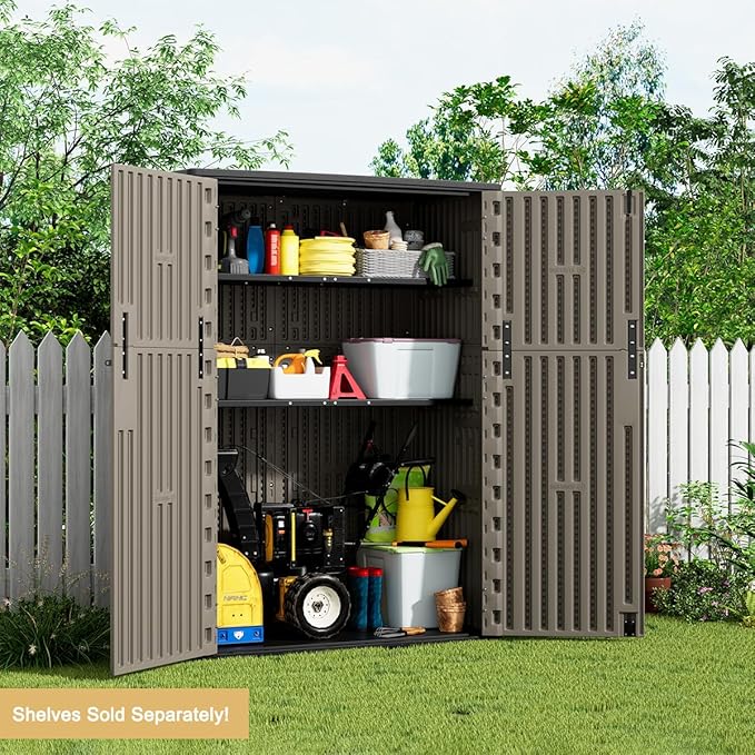 KINYING Long Metal Shelving for 37 Cu.ft Horizontal Shed and 57 Cu.ft Vertical Shed,49.2in * 15.7in, Easy Assembly,Black