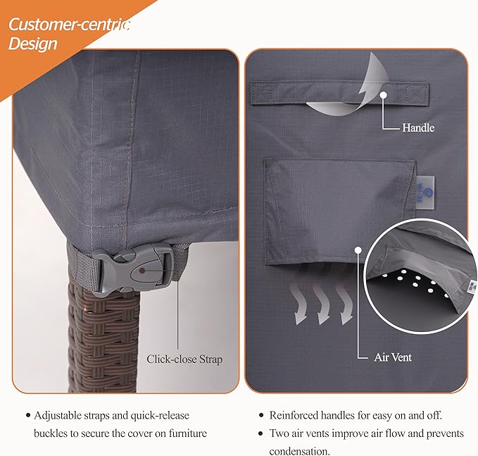 Outdoor Chair Cover Waterproof, Patio Furinture Covers Heavy Duty & Anti-UV, 36W x 40D x 36H, Gray, 1-Pack