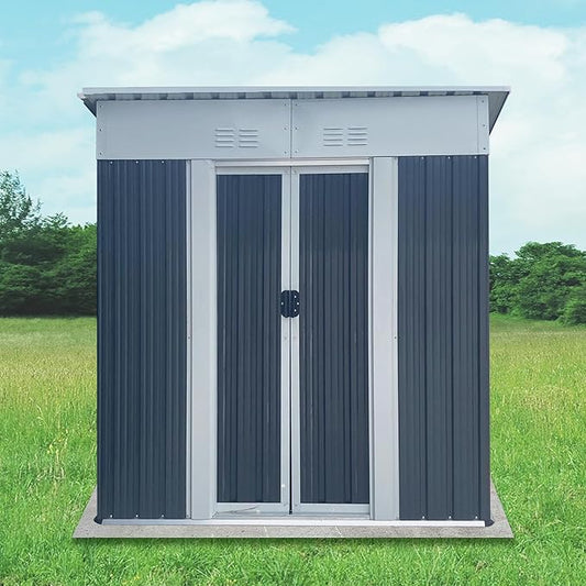 Ball & Cast 5x3FT Outdoor Storage Shed with Sloped Roof,Heavy Duty Metal Sheds with Sliding & Lockable Doors,Waterproof Tool Sheds for Garden,Backyard,Lawn,Easy to Assemble,Grey