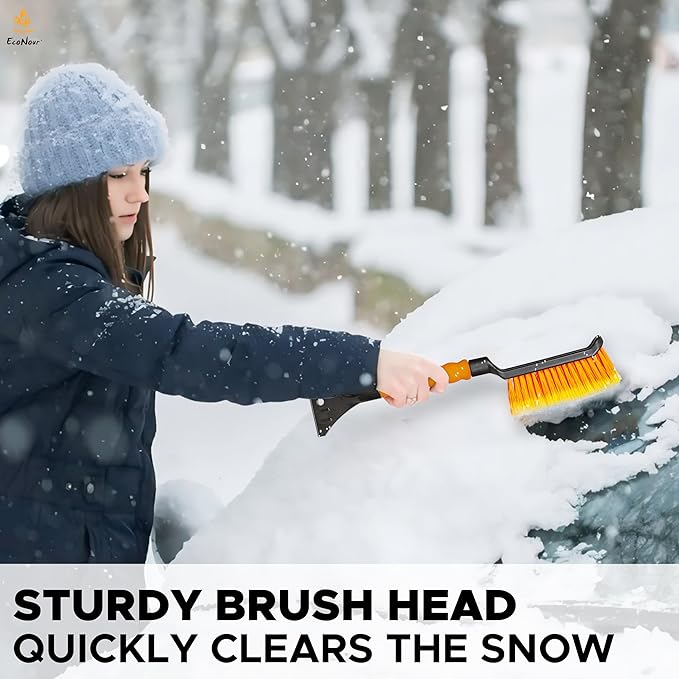 EcoNour 17" Snow Brush & Ice Scraper for Car Windshield | Automotive Snow Brush with Ergonomic Foam Grip | Heavy-Duty Winter Car Accessories | Ideal for Effortless Snow Removal in Cars