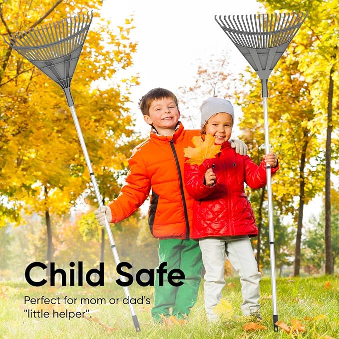 Superio Adult Rake with 3-Part Aluminum Handle, Durable Plastic Head to Sweep Leaves in Lawn and Tidying Up The Garden, 61"