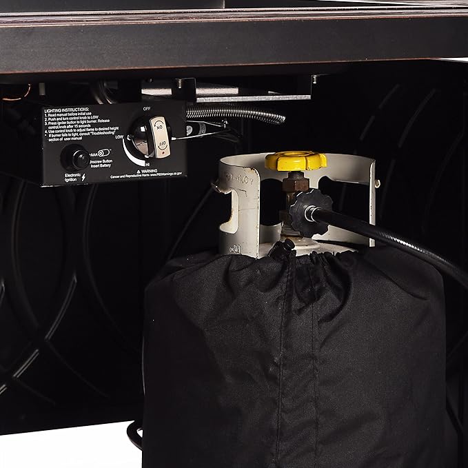 Oakland Living Black Aluminum Patio Fire Table Set with Two Deep Seating Loveseat with Cushions and Two Club Chairs with Blue Cushions