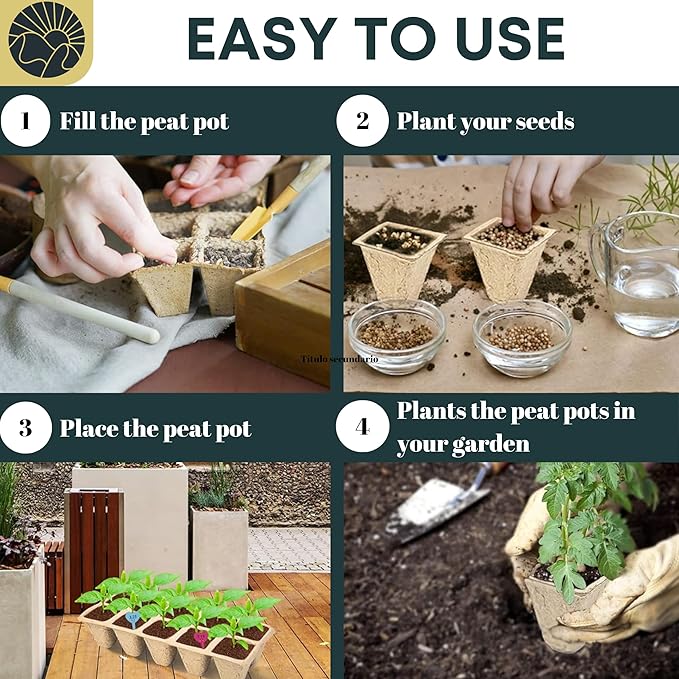 Seed Starter Peat Pots for Seedlings 300 pcs Biodegradable Seed Starter Pots