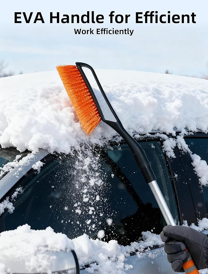 Snow Brush with Ice Scrapers for Car, Detachable & Telescopic Snow Brush and Ice Scraper for Car Windshield Window,Winter Car Accessories with Ergonomic Foam Grip