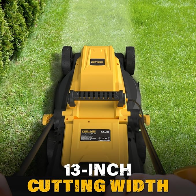 Electric Lawn Mower Corded, 13 Inch 11-Amp Lawn Mowers with 8 Gallon Collection Bag, 3-Position Cutting Height Adjustment for Lawn Care