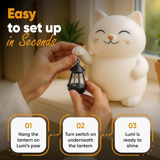 Solar Cat Garden Statue – Outdoor Garden Art, Lawn Ornaments & Patio Yard Decor, Cat Lover Gifts for Women Mom Grandma