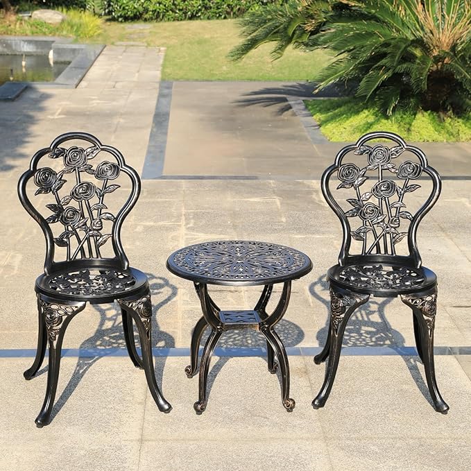 KAILI Outdoor Cast Aluminum Side Table Patio Side Table Backyard, Pool, Indoor, Easy Maintenance and Weather Resistant Coffee Table Porch Table Bistro Table (18.5round-Bronzed)