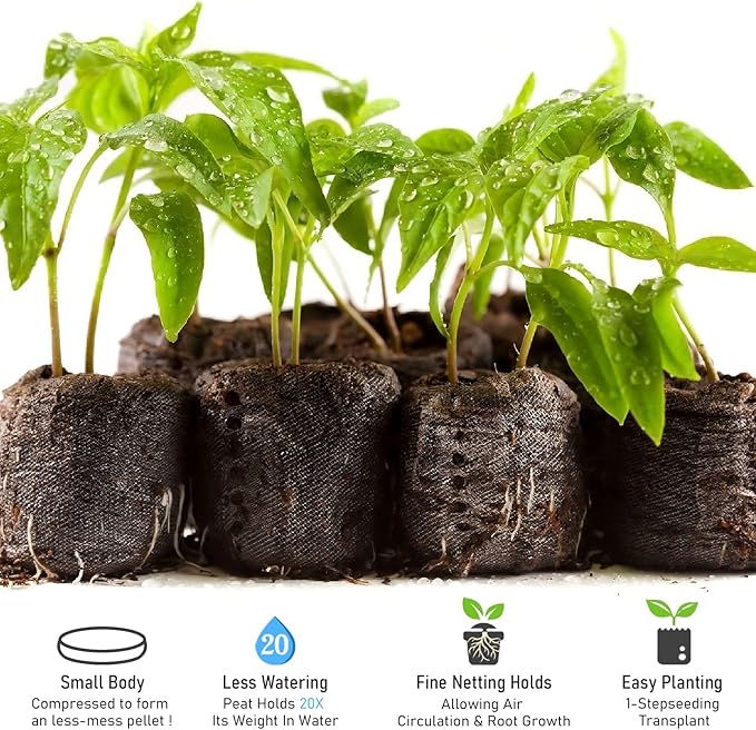 Legigo 100 Pcs 36mm Seed Starter Peat Pellets Pods for Seedlings- Compressed Seed Starting Pellets Seed Starter Pods Plugs Soil Peat Pods for Starting Seeds, Garden Planting Herb Flower Vegetables