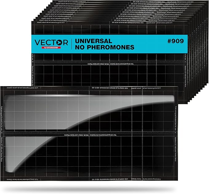 Catchmaster Vector Universal Replacement Glue Boards White, UV Light Fly Trap for Home, Unscented Gnat Traps for House, UV Lamp Insect & Mosquito Killer Refill, Adhesive Bug Light Boards, 12-Pack