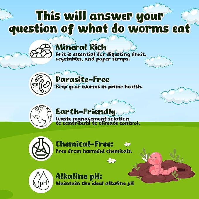 Food for Worms - Mineral-Rich Earthworm Chow, Boosts Composting Efficiency and Promotes Healthy Worms - Nutrient Blend Worm Food for Nightcrawlers & Red Wigglers, 3 Pound