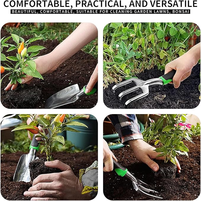 Gardening Tool Set, 8 Heavy-Duty Garden Kits, Including Pruners, Gloves, Rakes, Shovels, Etc., Ergonomic Manual Tools for Planting, Pruning and Transplanting
