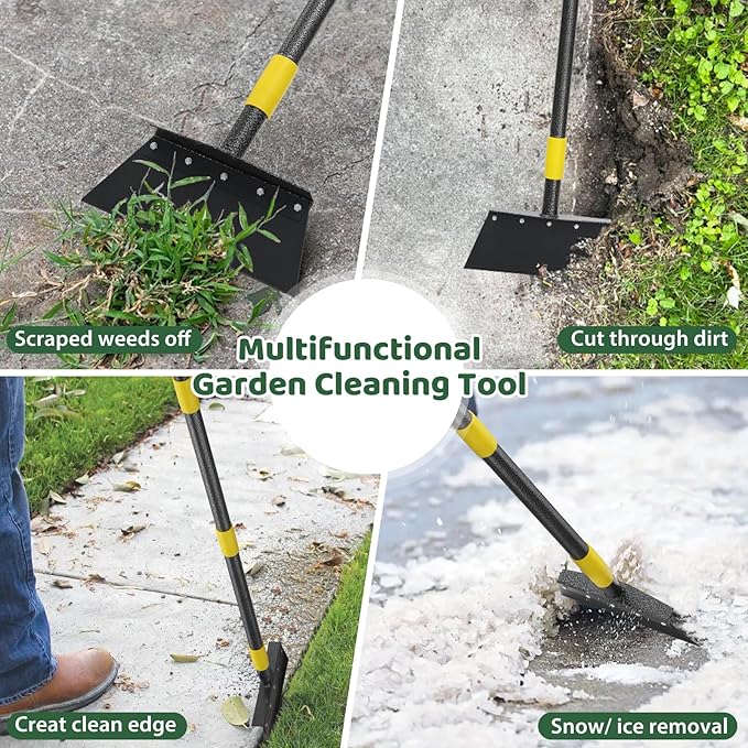 Manual Weeder, Detachable Garden Flat Shovel Scraper, 2 Spades,74 Inch Long Multifunctional Garden Cleaning Shovel, Heavy Duty Floor Scraper,Metal Weeding Scraper for Lawn Edging