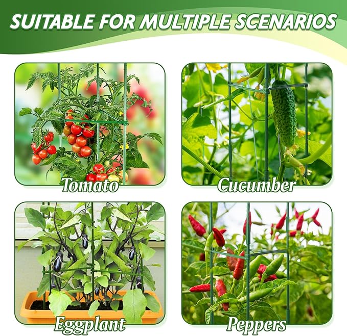 Tomato Cage, Tomato Plant Support Trellis for Garden & Pots, Rust-Resistant Tomato Cages for Climbing Vegetables Plants Flowers, 3 Pack - 48-Inch