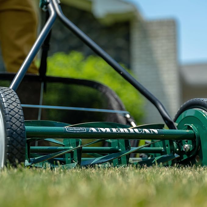 American Lawn Mower Company 1725-16GC 16-inch 7-Blade Reel Mower with Grass Catcher, Specialty Grass Mower, Green