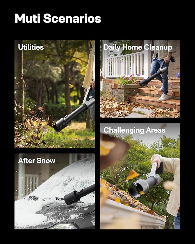 HOTO Leaf Blower with 100w USB-C Fast Charger and Battery, Handheld Electric Leaf Blower for Lawn Care, Snow, Yard, Leaves, Dust